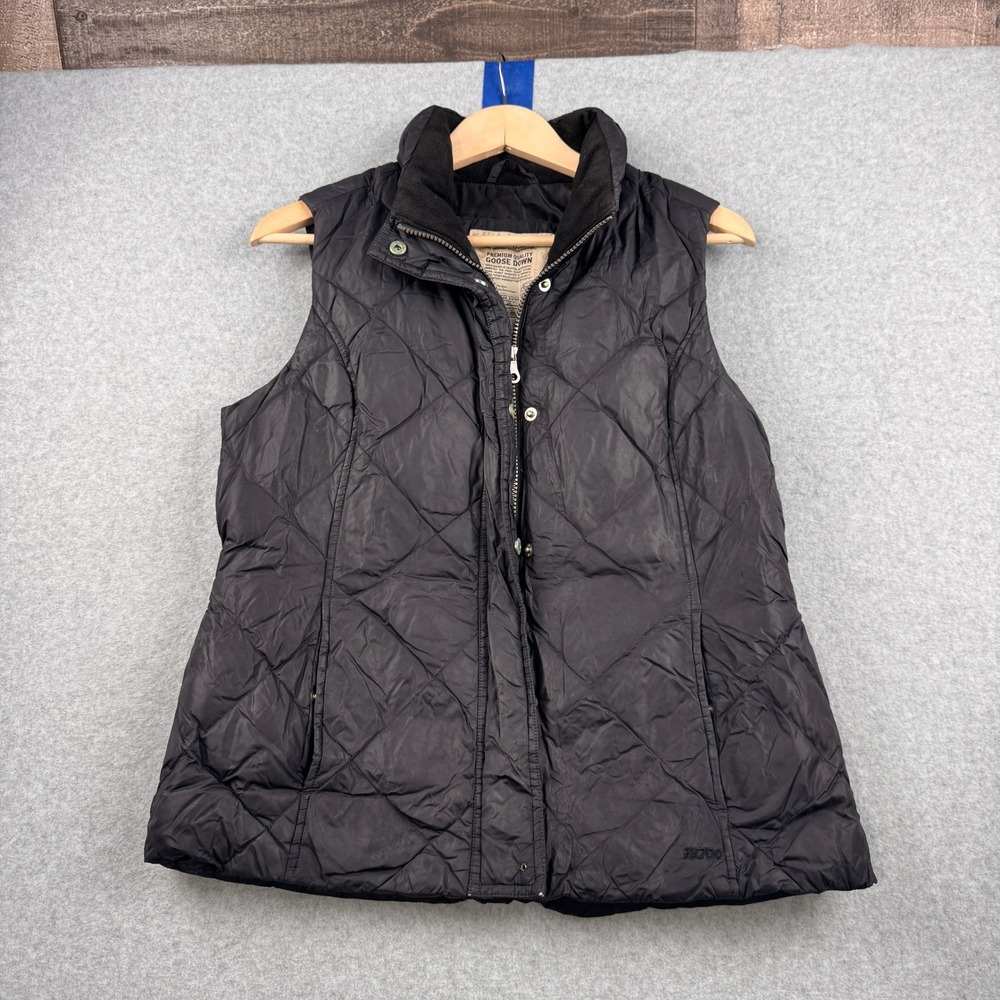 Eddie Bauer Puffer Vest Womens Medium Black 700 Down Filled Quilted EB700 Hiking